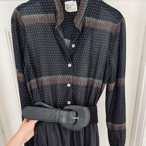 1970s Vintage button down floral sheer dress, S/M